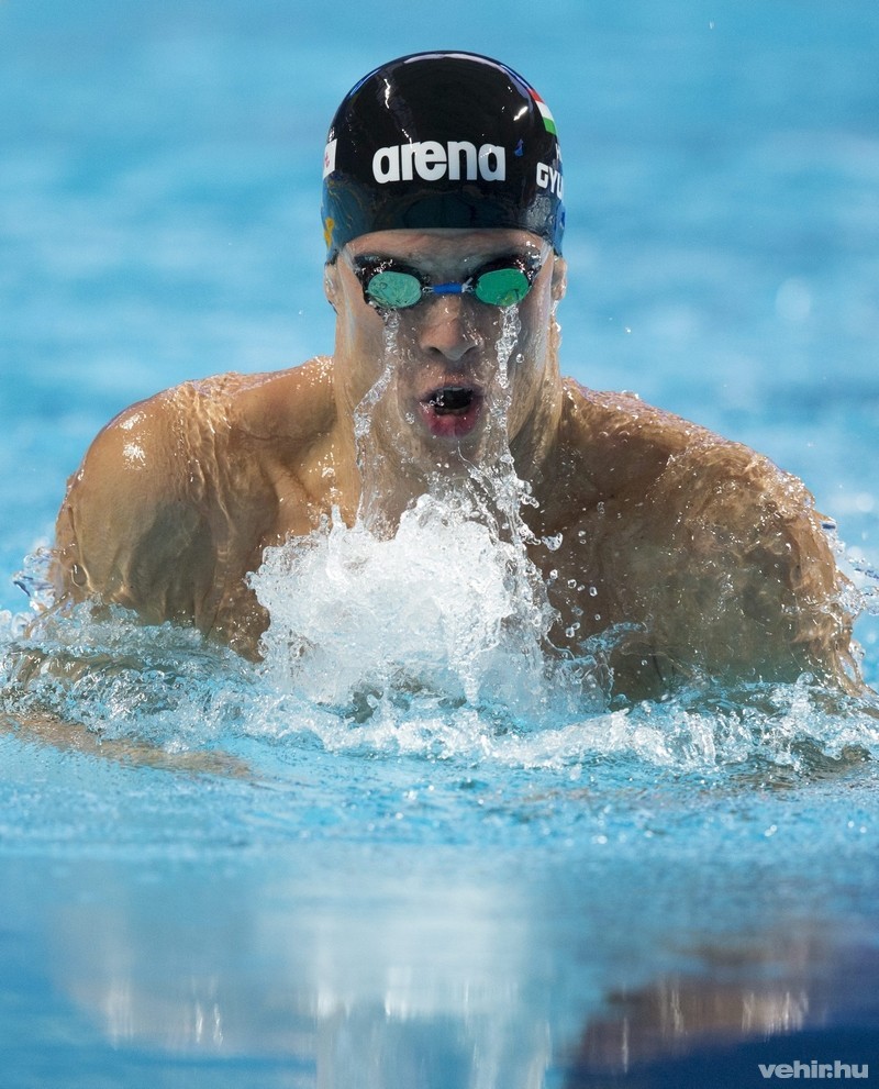 A későbbi bronzérmes Gyurta Dániel a 200 méteres mellúszás döntőjében a kazanyi vizes világbajnokságon 2015. augusztus 7-én. MTI Fotó: Kovács Anikó